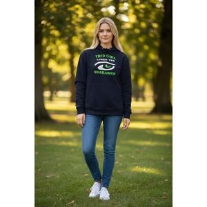 Womens Seattle Seahawks Sz. S Midnight Blue This Girl Loves The Seahawks Hoodie